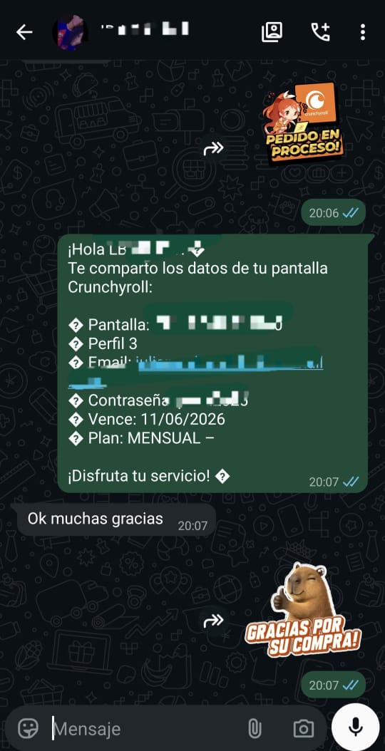 Cliente agradeciendo su compra