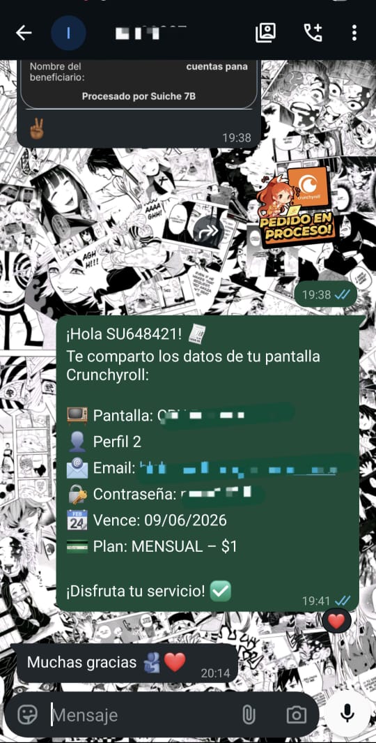 Entrega de cuenta Crunchyroll